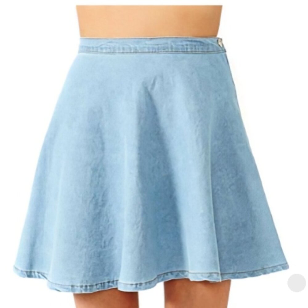 Garage Light Blue Denim Circle Skirt